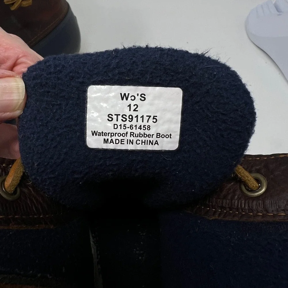 Sperry Womens Saltwater Duck Boots Waterproof Blue Brown‎ Leather STS91175 Sz12 - Picture 7 of 11